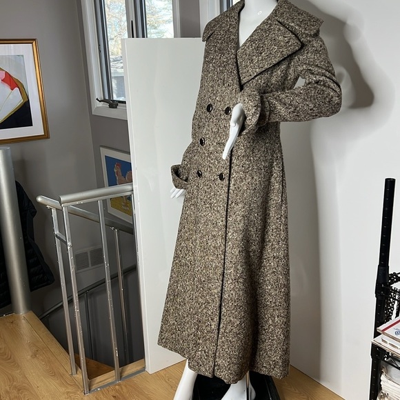 Albert Ciri Sz 4 Custom Brown Wool Ankle Length Fitted Double Breasted Coat - Picture 1 of 15
